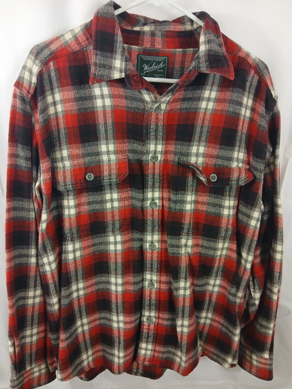Woolrich Men’s Red Plaid Flannel Shirt Large